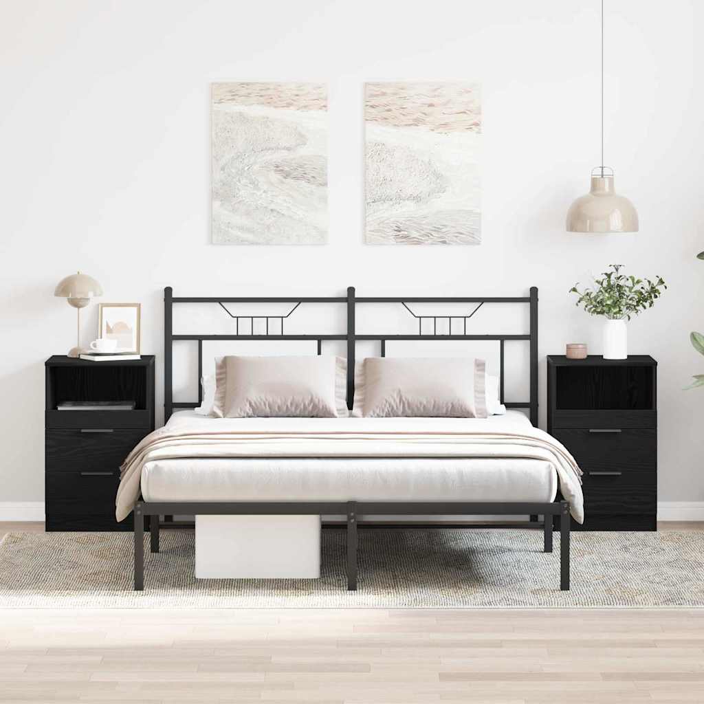 Nachtkastje 2 Pcs 40 X 35 X 65 Cm Bewerkt Hout